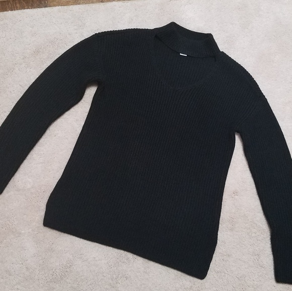 Bar III Sweaters - Bar III Choker Open Neck Sweater Black Size M